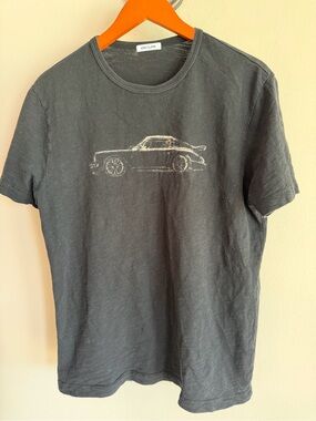 Black Graphic Tee with Vintage Car Print
